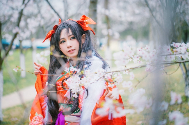 远坂凛 樱花 和服